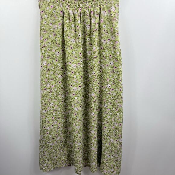 ASTR The Label New Lime Pink Ditsy Floral Midi Dress Medium Cut Out Smocked - Picture 8 of 13